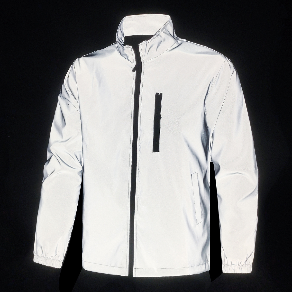 Men's Stand-Up Collar Reflective Jacket