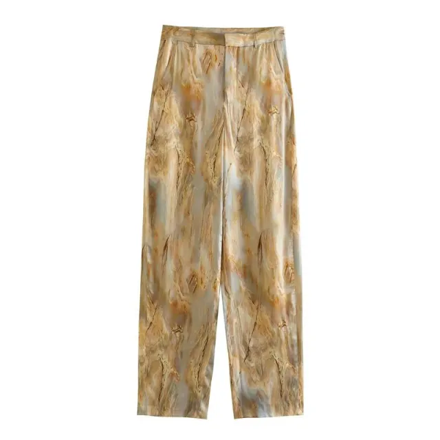 Fashion Simple Asymmetric Tie dye Printed Shirt Straight leg Pants Suit Pants - Shop at LoveMi