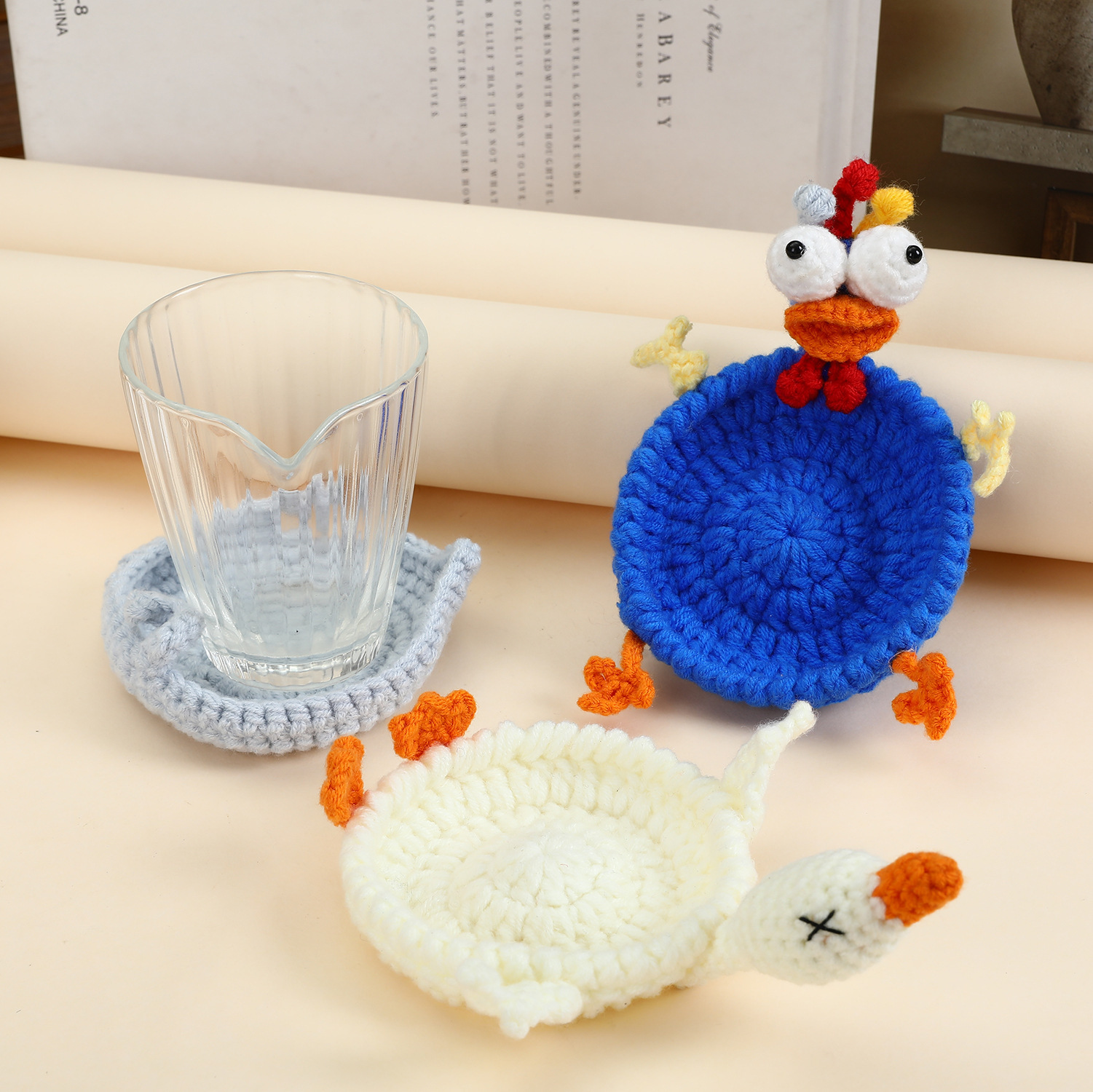 Hand Knitted Wool Tea Coaster - Heat Resistant Non Slip Drink Mat for Home Kitchen Table Decor 9