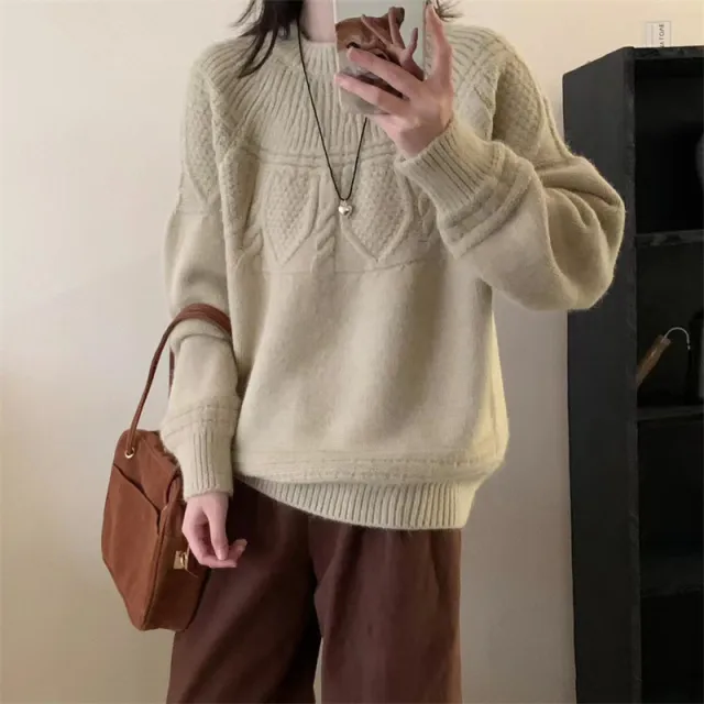 French Retro Soft Glutinous Twisted Sweater For Women Light Coffee - Shop at LoveMi