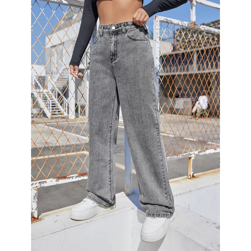 Womens Stylish Loose-fit Slimming American-style Washed Denim Jeans 11