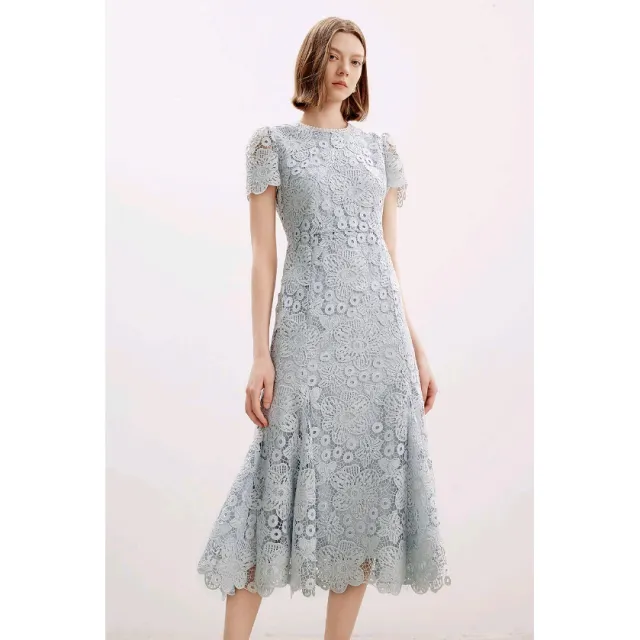 Lace Temperament Sheath New Dress Women Cloudy Blue - Shop at LoveMi