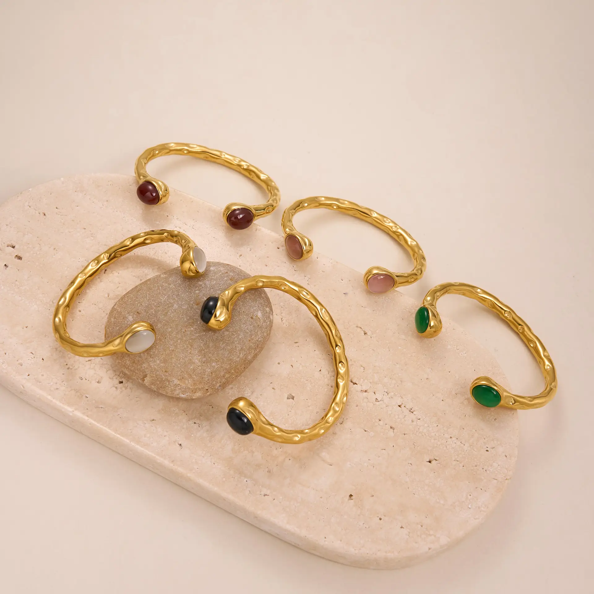 Genuine Gold Plated Titanium Steel Exquisite Zircon Opening Bracelet