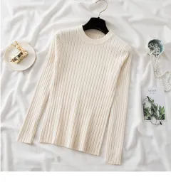 New Round Neck Sunken Stripe Knitwear For Women - Apricot - View 1