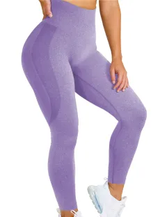 Snowflake Jacquard Seamless Yoga Workout Ankle Length Pants - Violet - View 1