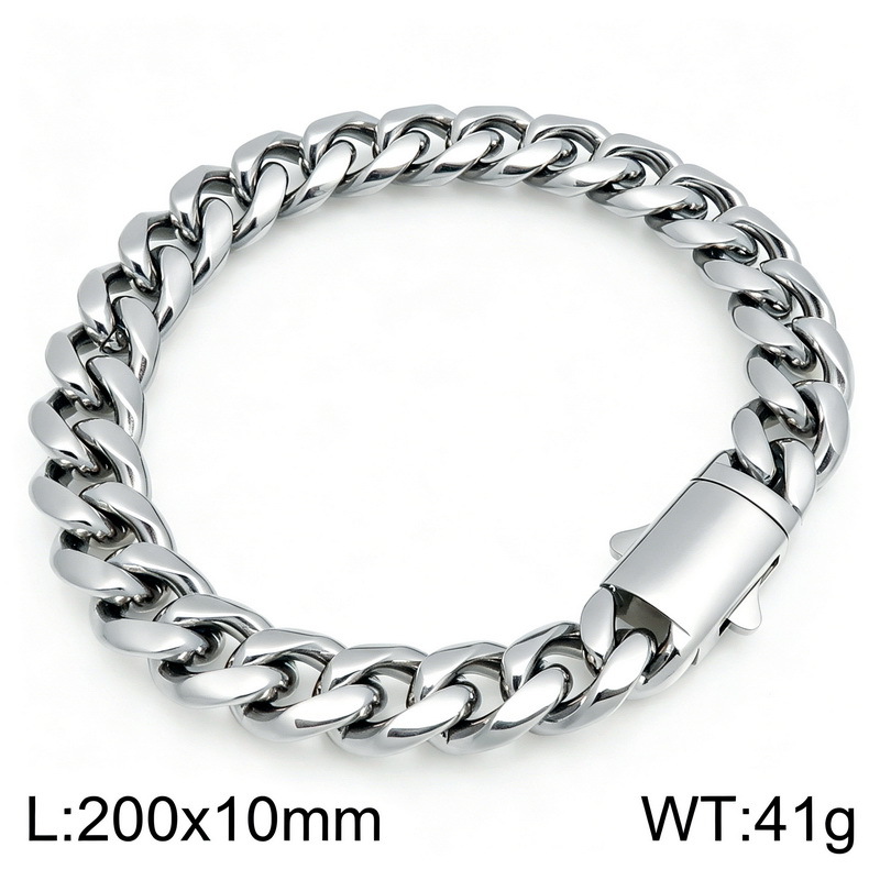 Fashionable And Minimalist Round-polished Cuban-link Bracelet For Men And Women