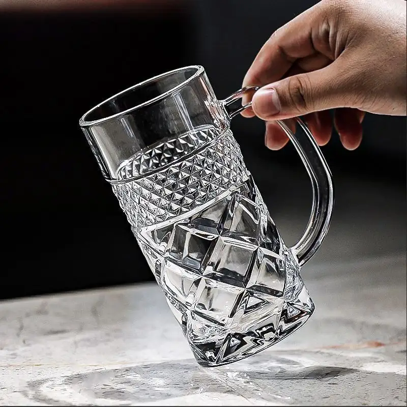 New Stylish Crystal Glass Beer Mug With A Large Capacity