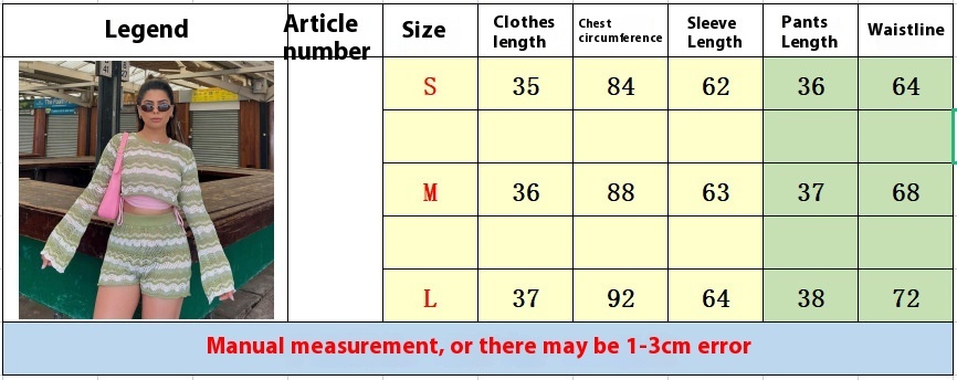 Casual Long Sleeve Short Top Two-piece Sweater