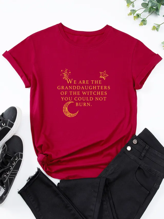 Women's Printed T shirt Cotton Burgundy - Shop at LoveMi