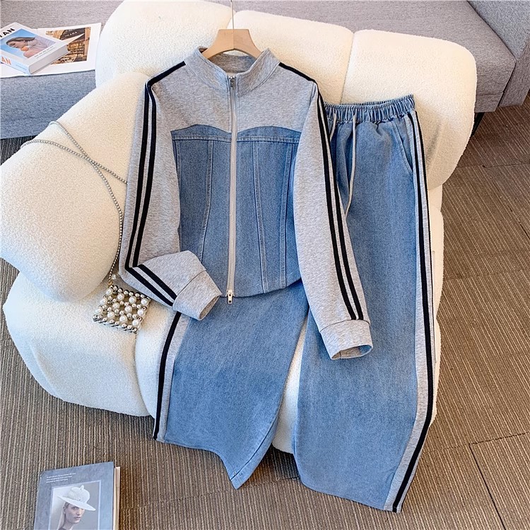 Womens Fashion Two-Piece Long-Sleeve Set With Zipper