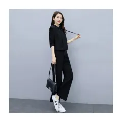Elegant Youth-enhancing Figure-flattering Wide-leg Pantsnew Casual Chic And Fashionable Suit - Black - View 1