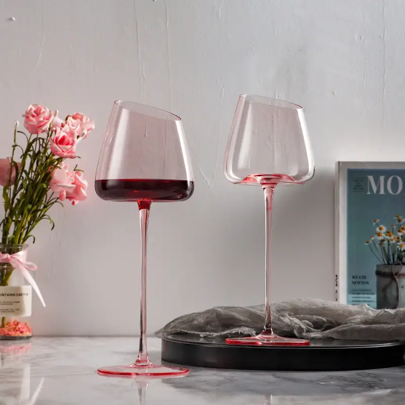 Flamingo Red Wine Oblique Mouth Glass Tall Cup