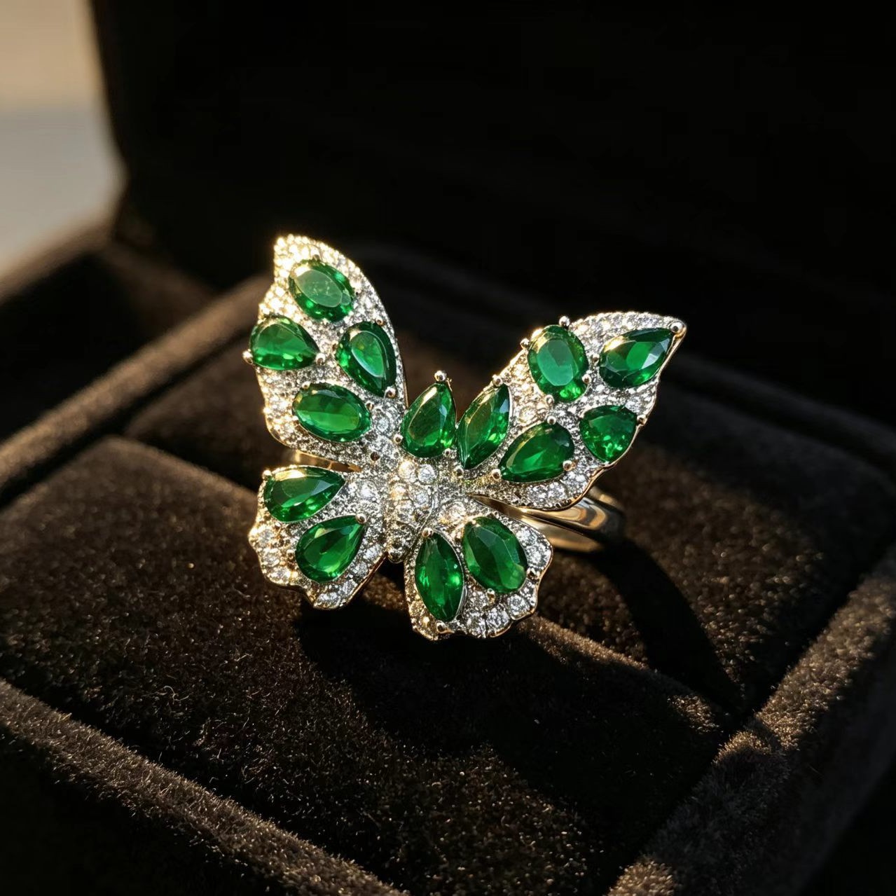 Retro Butterfly Ring French Style Light Luxury Fashionable Open Design