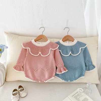Ruffled Collar Pullover Woolen Jumpsuit
