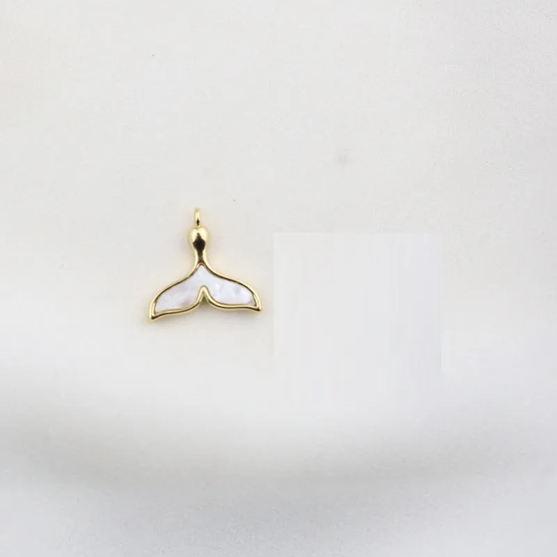 18K Gold-plated Color Retention Brass Plated White Shell Hanging Piece Pendant DIY Ornament Accessories - Fishtail White Shell