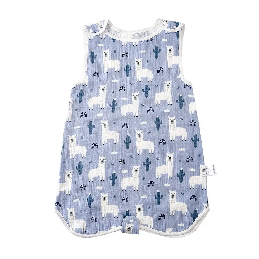 Simple Printed Baby Sleeveless Cotton Gauze Sleeping Bag