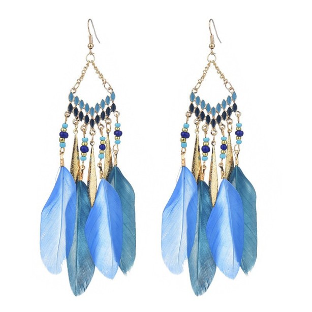 V-shaped Personality Long Feather Earrings