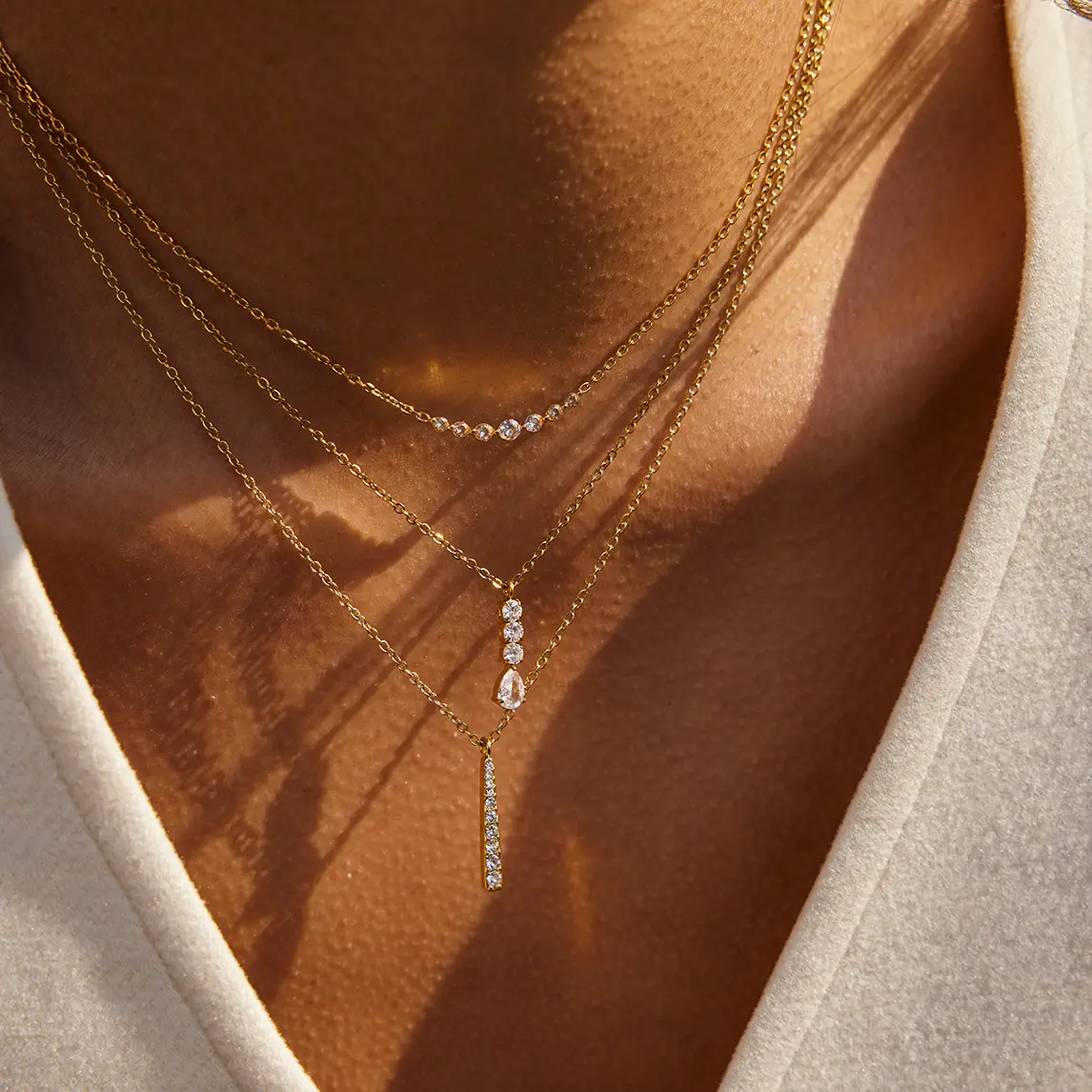 Titanium Steel Zircon Necklace Womens Jewelry Stainless