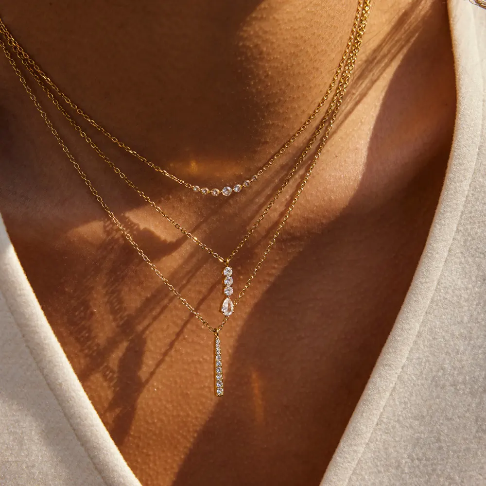 Titanium Steel Zircon Necklace Womens Jewelry Stainless Earrings That