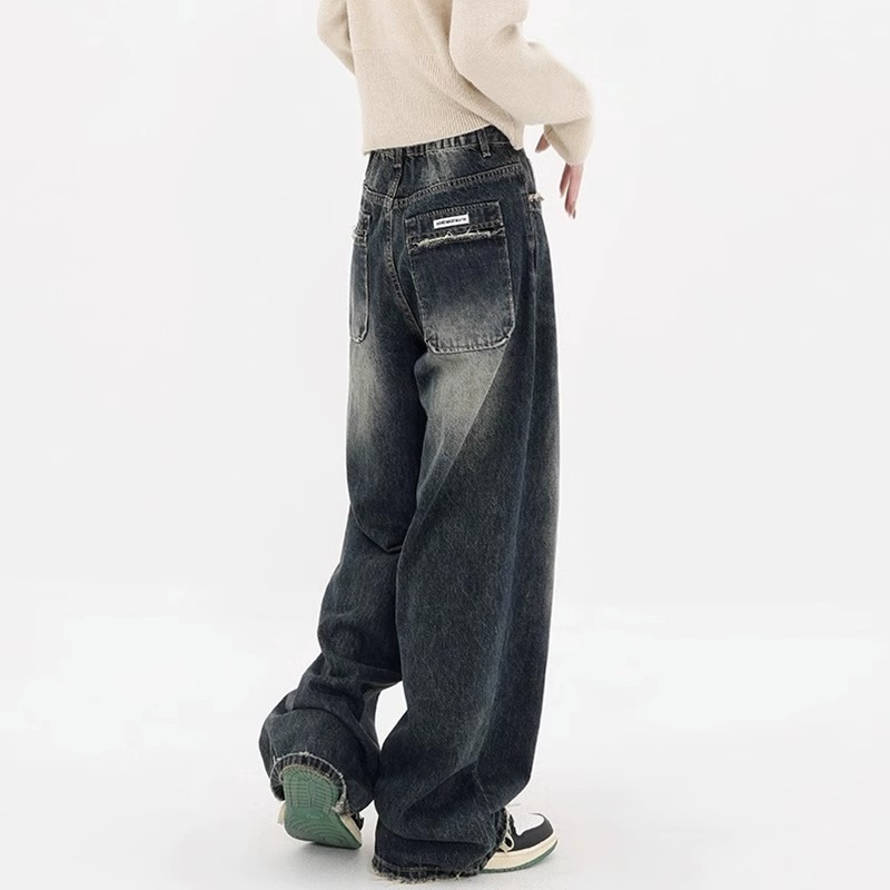 High Waist Wide Leg Jeans Large Size Women Gray - Shop at LoveMi