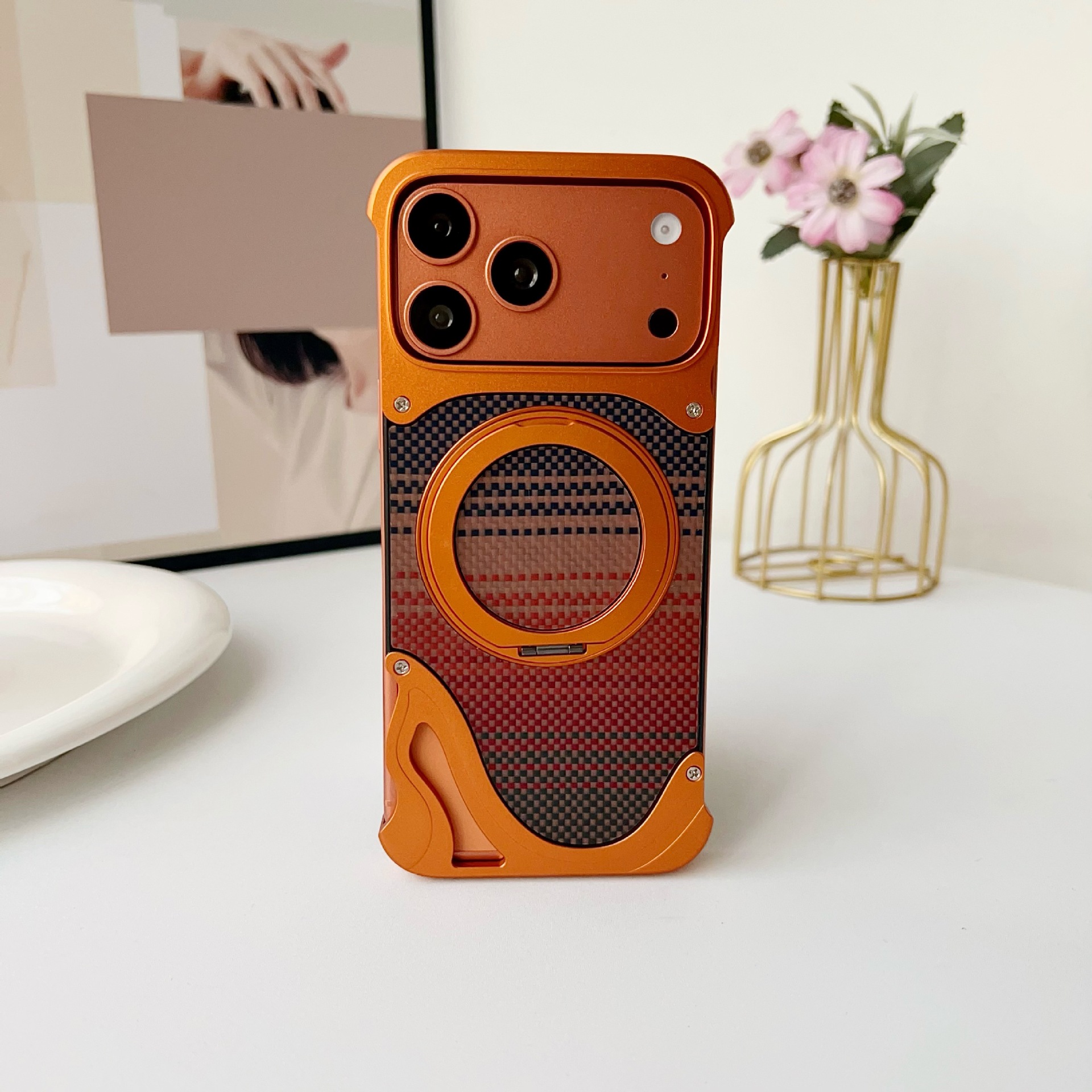 Metal Magnetic Mount Carbon Fiber Backplate Protective Case