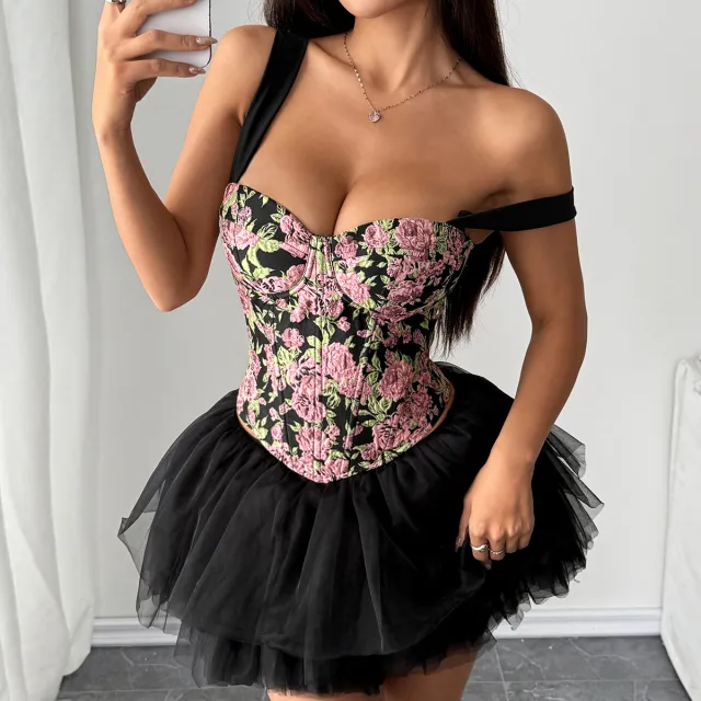 Lace up Vest Fishbone Corset For Women Pink - Shop at LoveMi
