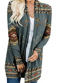 Women's Jacket Loose Printed Ethnic Style Knitted Cardigan G43Z1004 - Shop at LoveMi