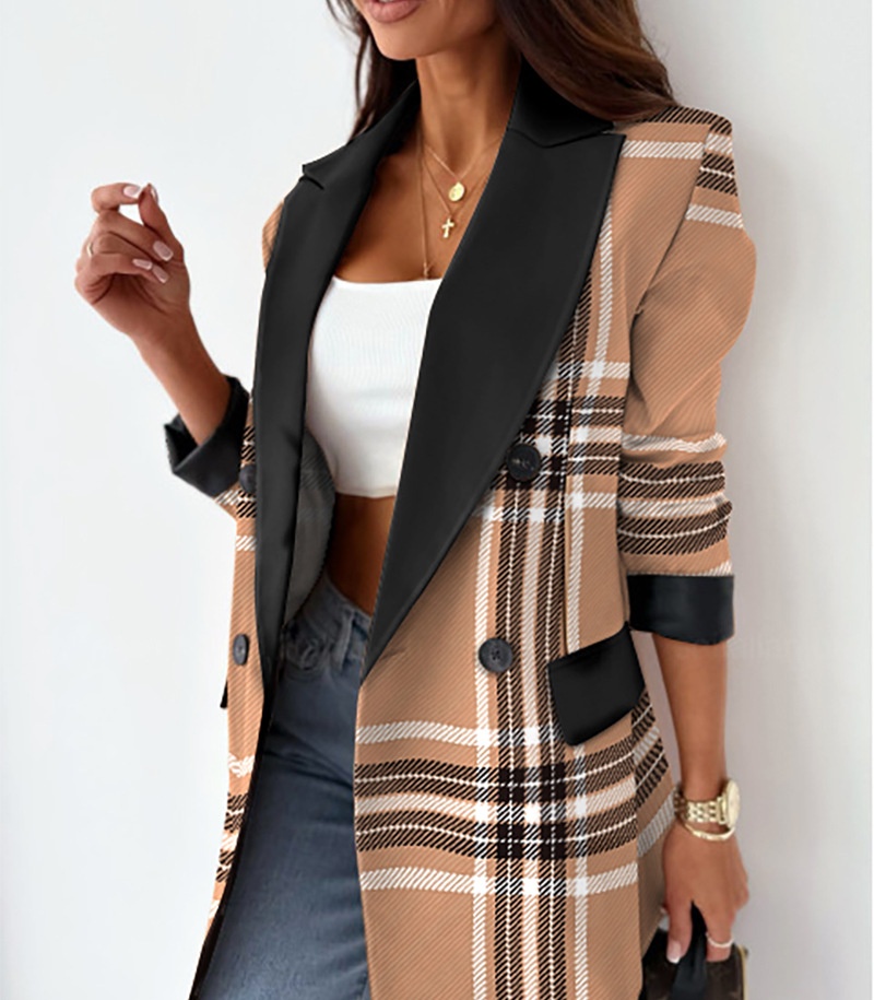 Women's Clothing Plain Casual Loose Beige Blazer - Picture 11 of 12
