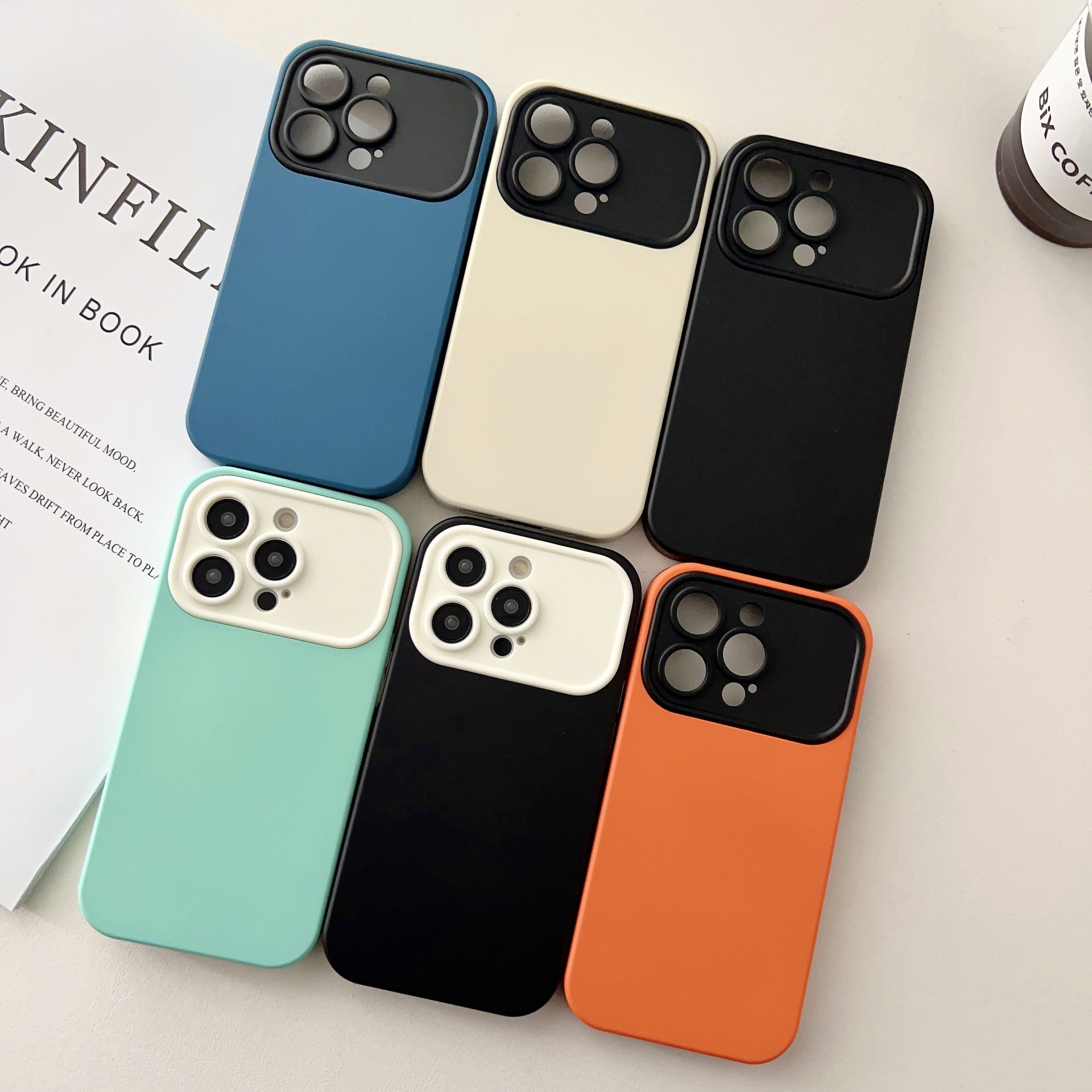 Simple Contrast Color Business Large Window Phone Case
