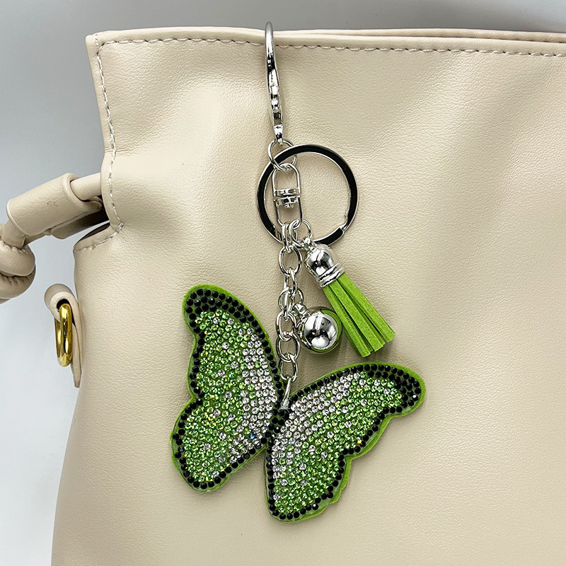Diamond-Encrusted Butterfly Keychain Fashionable Tassel Bag Charm 9