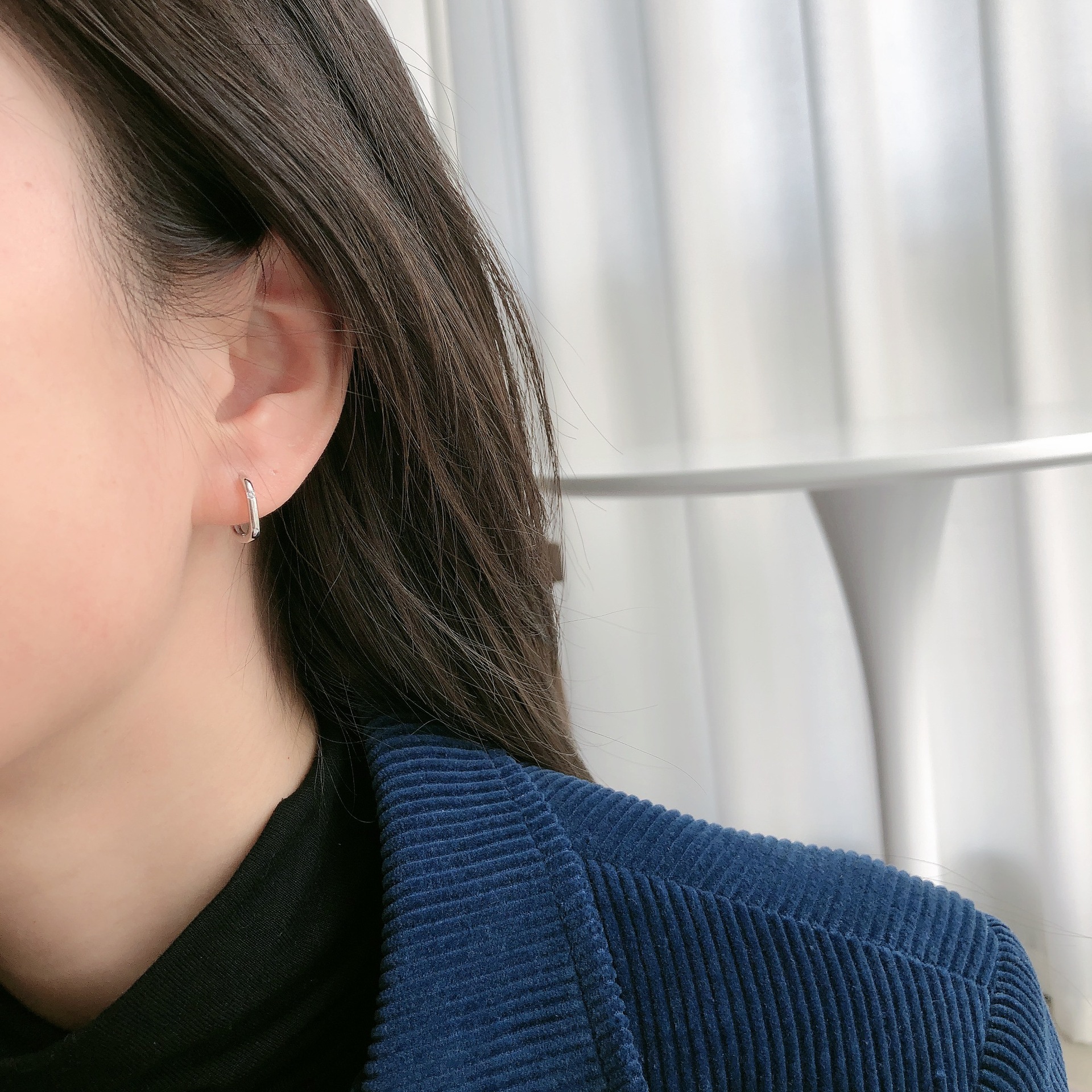 Sterling Silver Square Ear Clip Simple Earrings Elegant Ear Ring