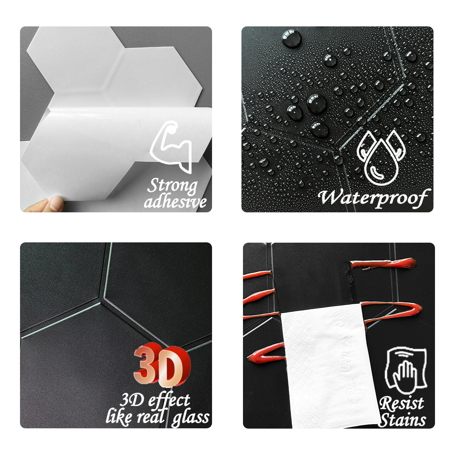 Self-adhesive Kitchen Frosted Surface Three-dimensional Wall Stickers