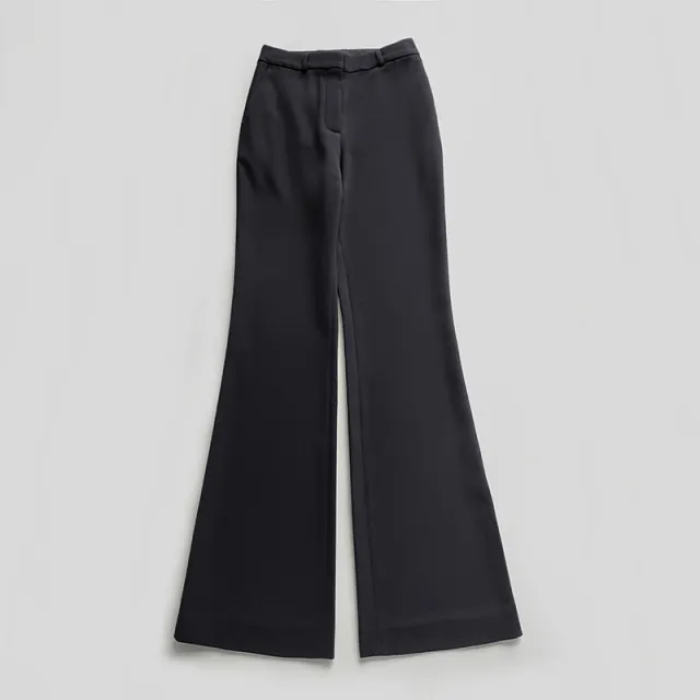 Atmospheric Commuter Style Acetate Blended Pendant Long Leg Bootcut Pants Black - Shop at LoveMi