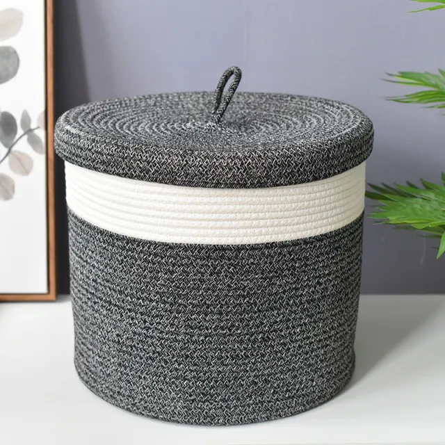 Clothes Weaved Storage Foldable Laundry Basket White Flower Black 405X 355Mm - Shop at LoveMi