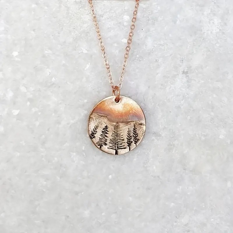 Retro Minimalist Necklace In The Shape Of A Forest Pine Tree