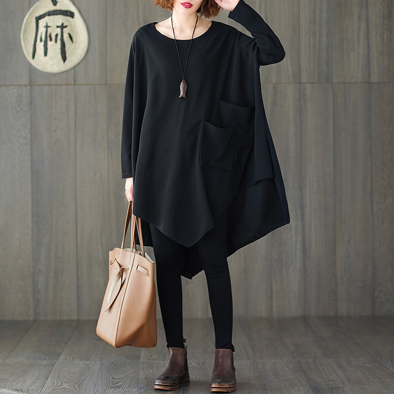 Plus Size Irregular Loose Fashion Plump Girls Batwing Shirt