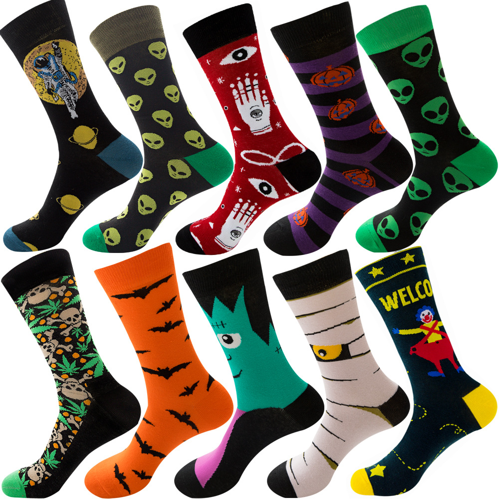 Autumn Diamond-patterned Mens Socks Christmas Animal And Fruit-themed Socks