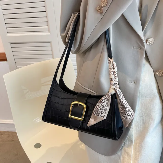 High Sense Special interest Design Spring Versatile Fashion One Shoulder Underarm Baguette Bag Black - Shop at LoveMi