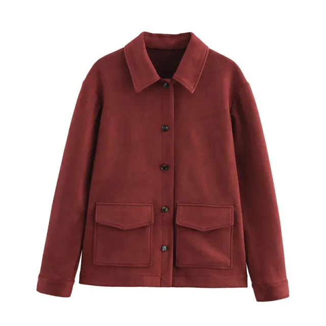Elegant Single breasted Lapel Double Pocket Long Sleeve Coat Picture Color S - Shop at LoveMi
