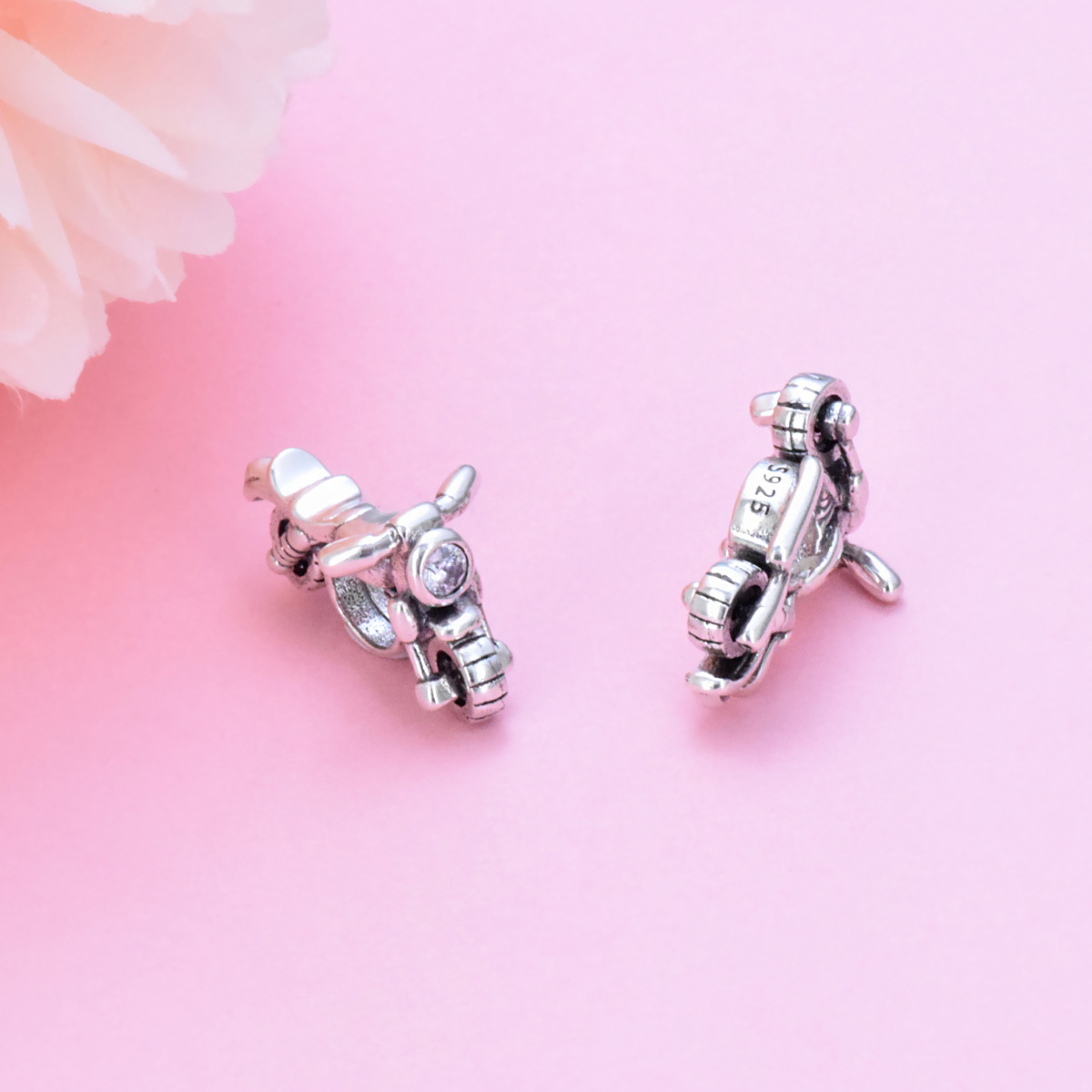 925 Sterling Silver Motorcycle Bead Ornament Accessories