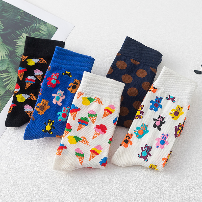 Title 10, Girls Fashion Socks featuring Cartoon Bear & I...