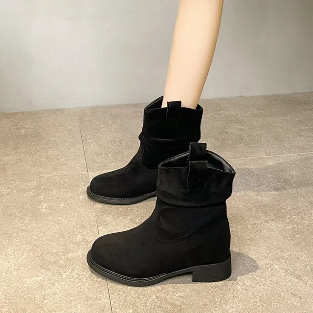 Suede Slimming Chunky heel Fashion Ankle Boots For Women Black - Shop at LoveMi