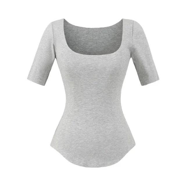 Women's SpringSummer New Half Sleeve Bottoming Top Gray - Shop at LoveMi