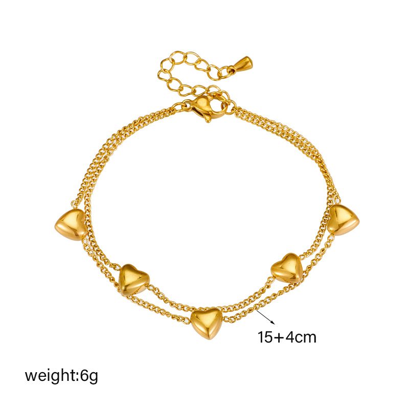 Design A Double Layer Chain Love Minimalist Titanium Steel Bracelet