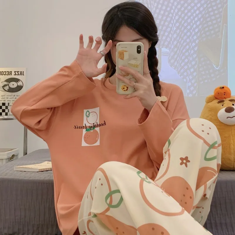 Cute Bear Round Neck Long Sleeve Winter Can Be Outerwear Homewear Suit - H205Color