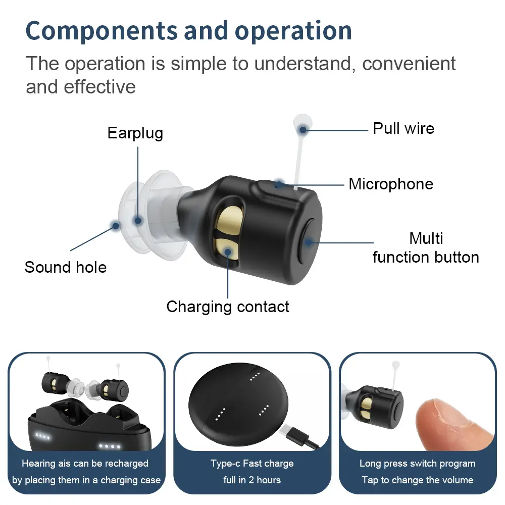 Within The Ear Rechargeable Digital Voice Amplifier For The Elderly