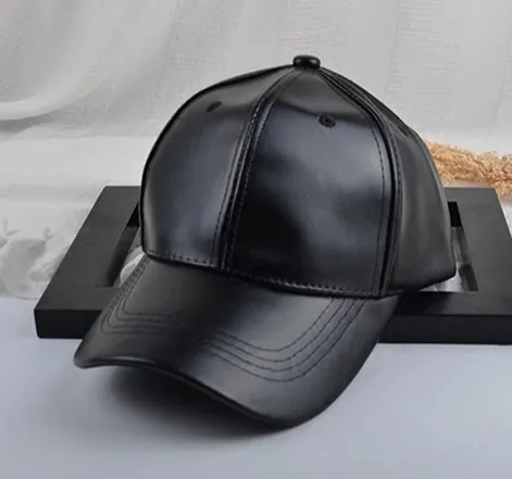 Summer Leather Solid Color Retro Classic Leather Baseball Cap Black - Shop at LoveMi