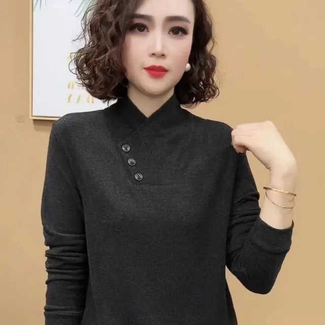 Warm All matching Elegant Bottoming Shirt Top Black - Shop at LoveMi