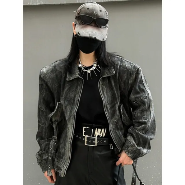 Vintage Distressed Men's And Women's Denim Jacket Black And Gray - Shop at LoveMi
