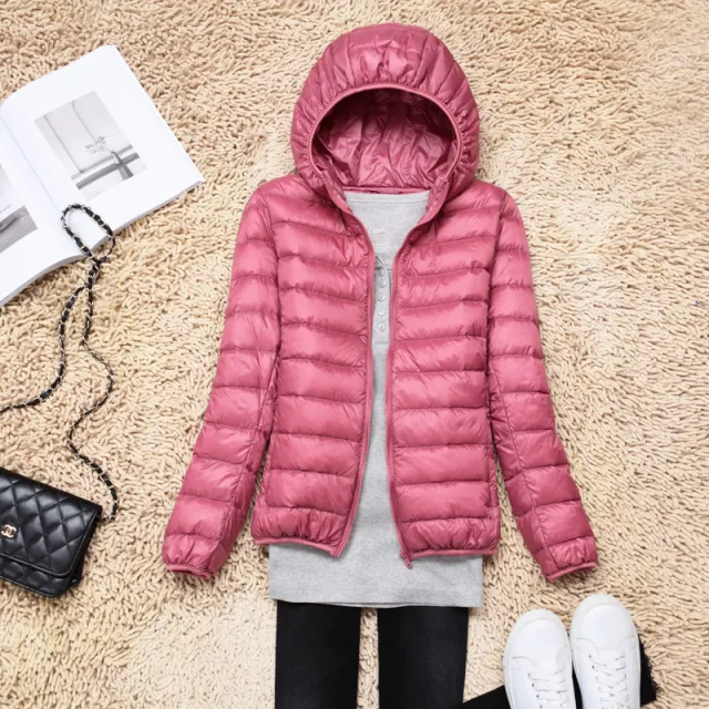 Thin Hood Short White Duck Down Warm Jacket Pink - Shop at LoveMi